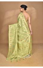 Morchari Banarasi Silk Chanderi Saree-Green | Grocsy