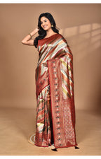 Morchari Ethnic Motifs Silk Blend Dharmavaram Saree-Maroon | Grocsy