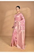Morchari Banarasi Silk Chanderi Saree-Pink | Grocsy