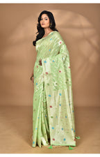 Morchari Women Desgin Chanderi Silk Saree-Green | Grocsy