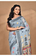 Morchari Women Desgin Chanderi Silk Saree-Grey | Grocsy