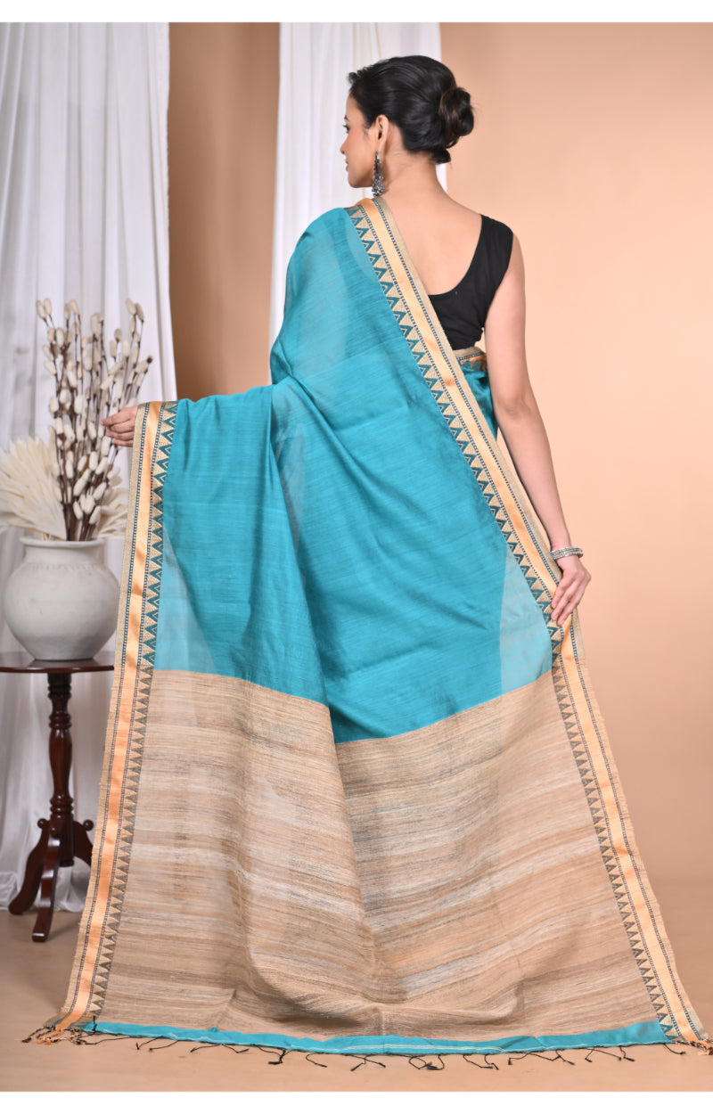 Morchari Pure Cotton Dhakai Jamdani Handloom Saree-Green | Grocsy