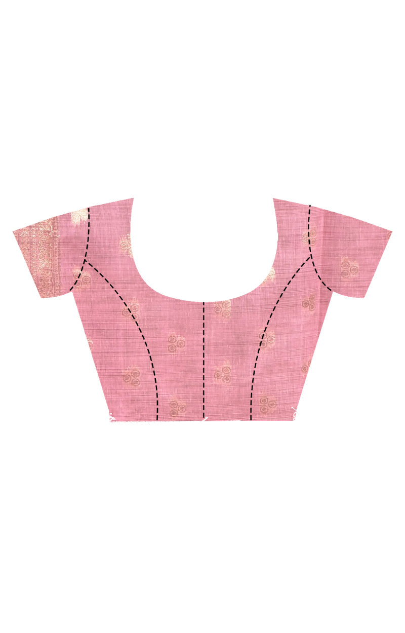 Morchari Banarasi Silk Chanderi Saree-Pink | Grocsy