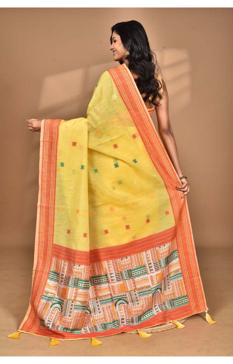 Morchari Women Desgin Chanderi Silk Saree-Yellow | Grocsy