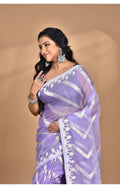 Morchari Pure Cotton Dhakai Jamdani Handloom Saree-Purple | Grocsy