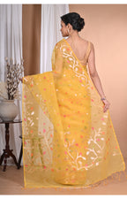 Morchari Heavy Jamdani Silk Orzanga Saree-Yellow | Grocsy