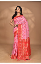 Morchari Women Desgin Kashmiri Silk Linen Saree-Pink | Grocsy