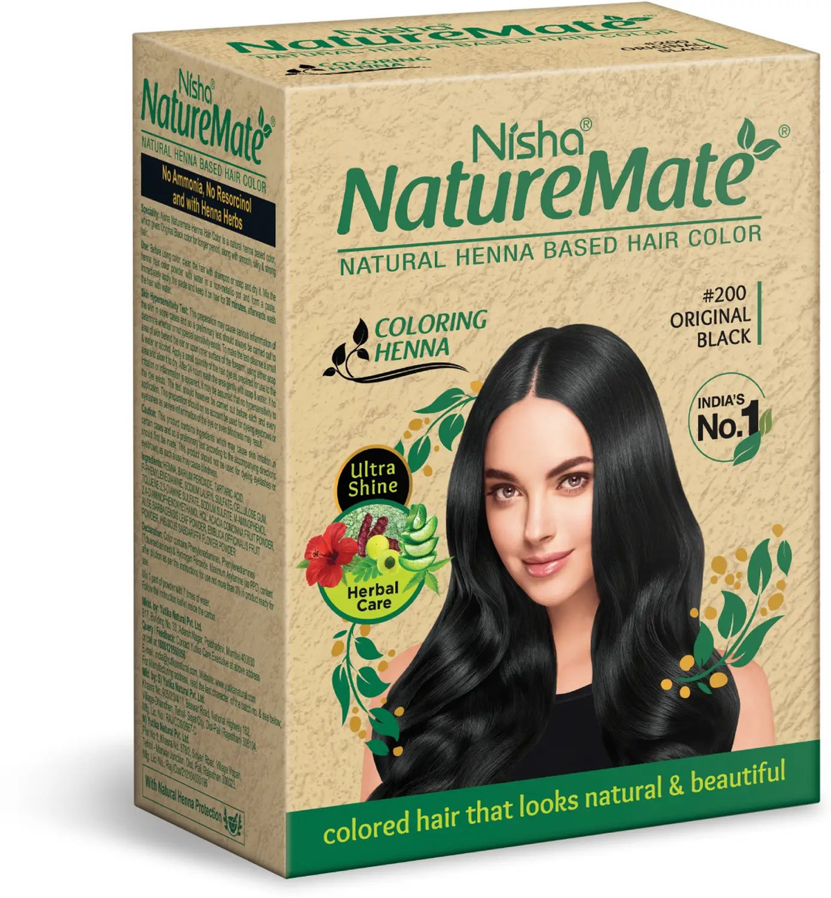 Nisha Naturemate Natural Henna-Based Hair Color - Original Black | Grocsy