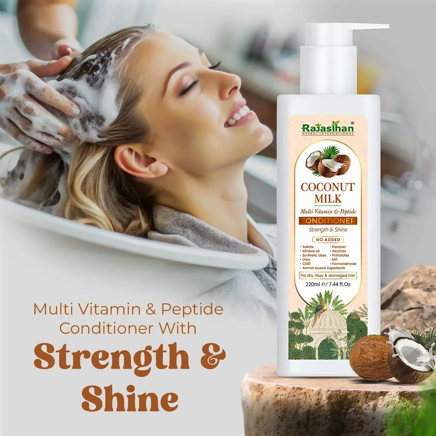 Rajasthan Herbals Coconut Milk Multi Vitamin & Peptide Conditioner | Grocsy