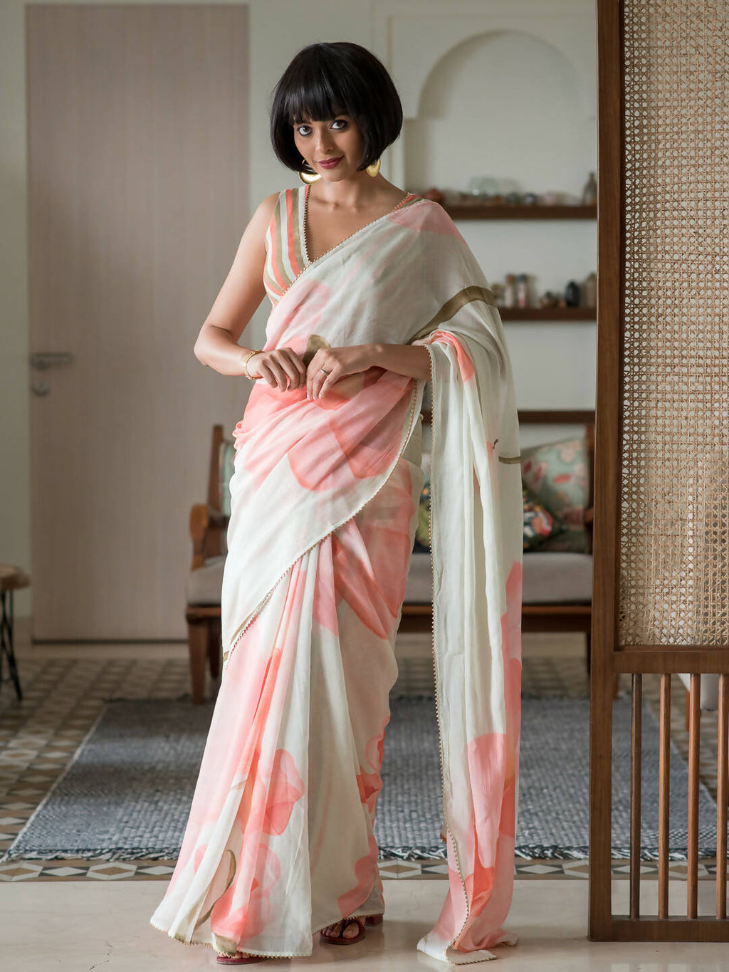 Suta Green Floral Pure Cotton Saree | Grocsy