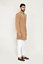 Joban Fashion Chiku Colored Terry Rayon Fabric Indo Western With Straight Fit Pant | Grocsy