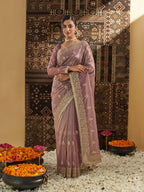 kasee Floral Zardozi Supernet Saree | Grocsy