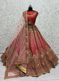 Jyoti Fashion Women's Red Bridal Net Fancy Dori & Sequins Multi Thread Embroidered with Diamond Work Wedding Lehenga Choli | Grocsy