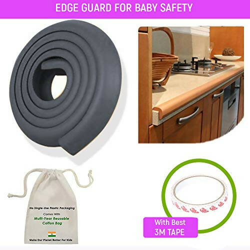 Safe-O-Kid Unique High Density 2 Mtr Long U - Shaped 4 Edge Guard Strips - Black | Grocsy