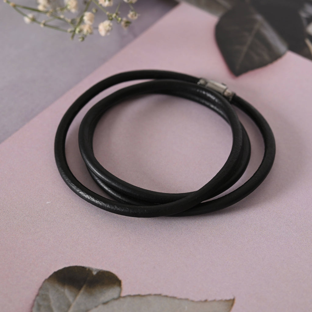 NVR Men Black Wraparound Bracelet | Grocsy