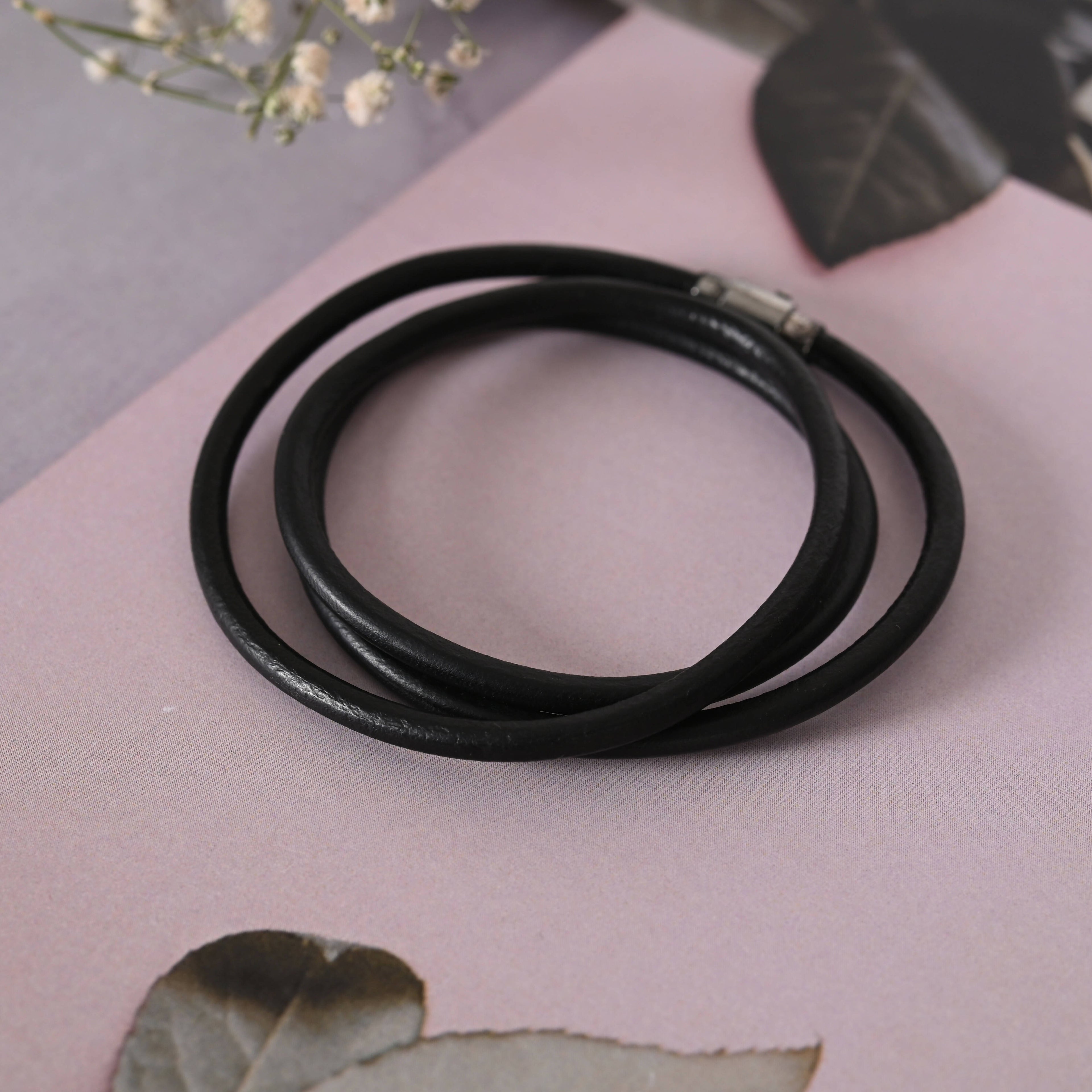 NVR Men Black Wraparound Bracelet | Grocsy