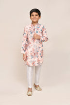 Joban Fashion Cotton Silk Peach Kurta With Straight Fit Pant | Grocsy