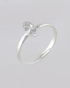 VOJ white CZ-detail Stainless Steel Cubic Zirconia Silver Plated adjustable finger Ring | Grocsy