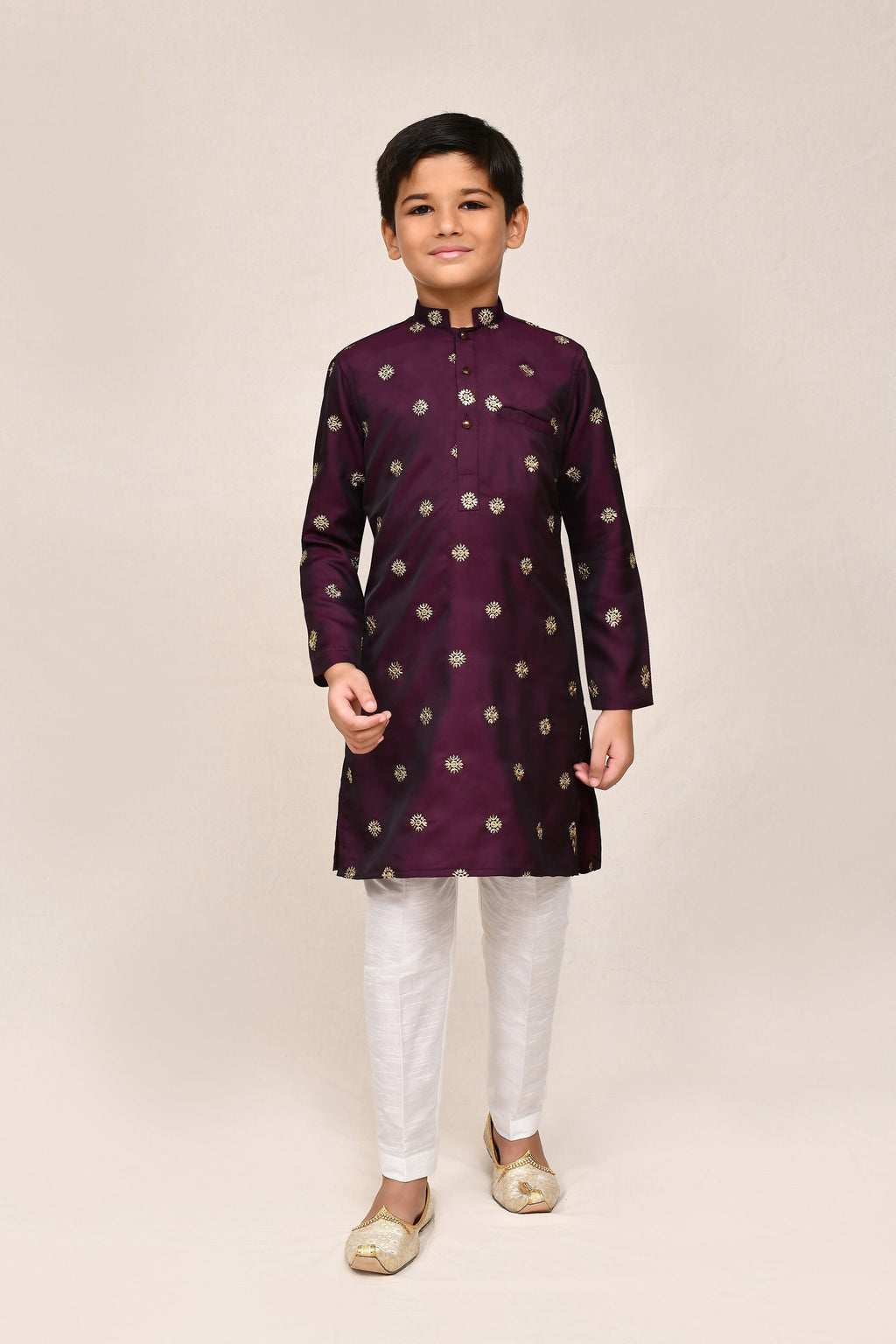 Joban Fashion Satin Silk Magenta Kurta With Straight Fit Pant | Grocsy