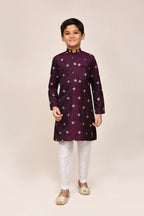 Joban Fashion Satin Silk Magenta Kurta With Straight Fit Pant | Grocsy