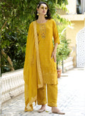 Vegaa Fashion Yellow Viscose Rayon Embroidered Salwar Suit | Grocsy