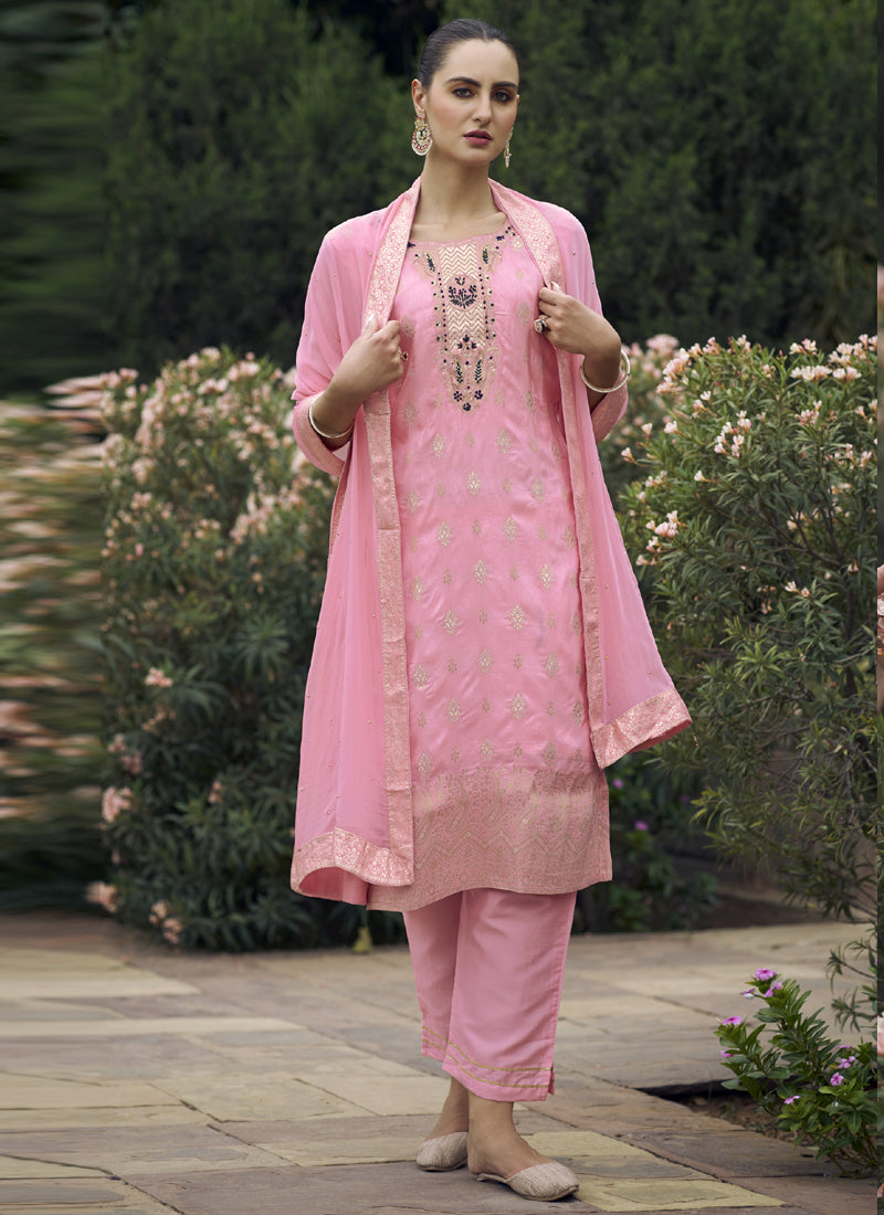 Vegaa Fashion Baby Pink Viscose Rayon Embroidered Salwar Suit | Grocsy