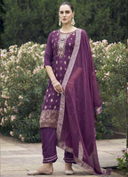 Vegaa Fashion Wine Viscose Rayon Embroidered Salwar Suit | Grocsy