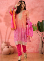 Vegaa Fashion Pink Chinon Silk Embroidered Salwar Suit | Grocsy