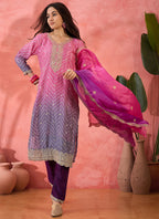 Vegaa Fashion Pink Chinon Silk Embroidered Salwar Suit | Grocsy