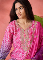 Vegaa Fashion Pink Chinon Silk Embroidered Salwar Suit | Grocsy