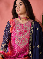 Vegaa Fashion Pink Chinon Silk Embroidered Salwar Suit | Grocsy
