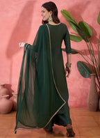 Vegaa Fashion Green Roman Silk Embroidered Palazzo Suit | Grocsy