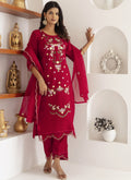 Vegaa Fashion Maroon Viscose Silk Embroidered Salwar Suit | Grocsy