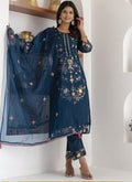 Vegaa Fashion Royal Blue Viscose Silk Embroidered Salwar Suit | Grocsy