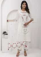 Vegaa Fashion Off White Viscose Silk Embroidered Salwar Suit | Grocsy