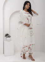 Vegaa Fashion Off White Viscose Silk Embroidered Salwar Suit | Grocsy