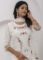 Vegaa Fashion Off White Viscose Silk Embroidered Salwar Suit | Grocsy