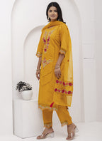 Vegaa Fashion Yellow Viscose Silk Embroidered Salwar Suit | Grocsy