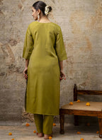 Vegaa Fashion Parrot Green Shimmer Silk Embroidered Salwar Suit | Grocsy