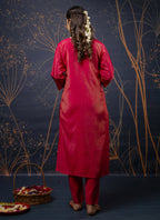 Vegaa Fashion Red Shimmer Silk Embroidered Salwar Suit | Grocsy