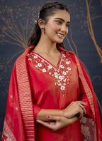 Vegaa Fashion Red Shimmer Silk Embroidered Salwar Suit | Grocsy