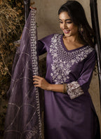 Vegaa Fashion Lavender Shimmer Silk Embroidered Salwar Suit | Grocsy