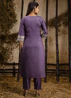 Vegaa Fashion Lavender Shimmer Silk Embroidered Salwar Suit | Grocsy