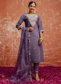 Vegaa Fashion Lavender Silk Blend Embroidered Salwar Suit | Grocsy