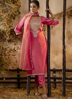 Vegaa Fashion Pink Silk Blend Embroidered Salwar Suit | Grocsy