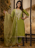Vegaa Fashion Parrot Green Silk Blend Embroidered Salwar Suit | Grocsy