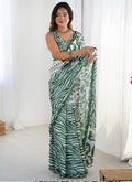Vegaa Fashion Off White Chinon Printed Party Wear Saree | Grocsy
