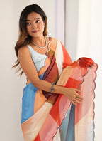 Vegaa Fashion Multi Color Chinon Printed Party Wear Saree | Grocsy