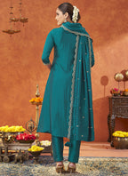 Vegaa Fashion Rama Silk Blend Embroidered Designer Salwar Suit | Grocsy