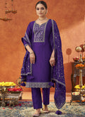 Vegaa Fashion Violet Silk Blend Embroidered Designer Salwar Suit | Grocsy
